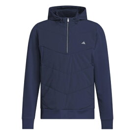 アディダス｜adidas メンズ CLIMAWARM+ 撥水 防風 ハーフジップ ハイブリッド ストレッチフーディー カレッジネイビー P4125 [メンズ /J/Lサイズ]【返品交換不可】