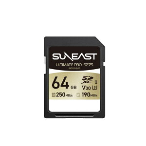 SUNEAST ULTIMATE PRO S275 GOLD EVO SDXC�J�[�h 64GB UHS-I Class10 V30 �ő�Ǎ�250MB/s �ő发��190MB/s 5�N�ۏ� SE-FS1064G23G1F SE-FS1064G23G1F [Class10 /64GB]