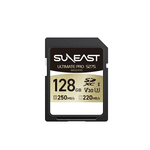 SUNEAST ULTIMATE PRO S275 GOLD EVO SDXC�J�[�h 128GB UHS-I Class10 V30 �ő�Ǎ�250MB/s �ő发��220MB/s 5�N�ۏ� SE-FS1128G23G1F SE-FS1128G23G1F [Class10 /128GB]