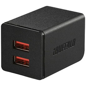 BUFFALO｜バッファロー タブレット／スマートフォン対応［USB給電］　AC - USB充電器 2.4A （2ポート・ブラック）　BSMPA2402P2BK