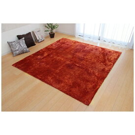 イケヒコ｜IKEHIKO ラグ シャギー調『ラルジュ』(約185×185cm/オレンジ)