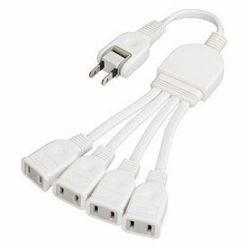 YAZAWA｜ヤザワ ACアダプター用4分配延長コード ホワイト Y02V4002WH [0.2m /4個口 /スイッチ無][Y02V4002WH]