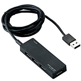 ELECOM｜エレコム U2H-AN4S USB-Aハブ (Windows11対応/Mac) ブラック [バス＆セルフパワー /4ポート /USB2.0対応][U2HAN4SBK]