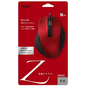 ナカバヤシ｜Nakabayashi マウス Digio2 Zシリーズ レッド MUS-UKF130R [BlueLED /有線 /5ボタン /USB]