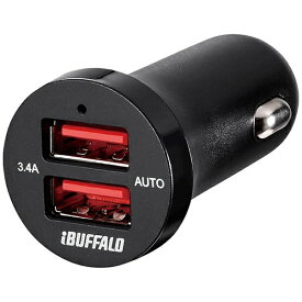 BUFFALO｜バッファロー ［USB給電］車載用 - USB充電器 3.4A ブラック BSMPS3402P2BK [2ポート /Smart IC対応]