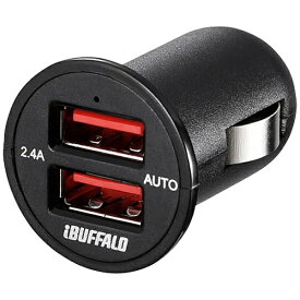 BUFFALO｜バッファロー ［USB給電］車載用 - USB充電器 2.4A ブラック BSMPS2401P2BK [2ポート /Smart IC対応]【rb_pcp】