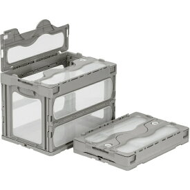 三甲｜サンコー フタ一体型折りたたみコンテナー マドコン 59.3L ライトグレー SKO-C-60B-GLL