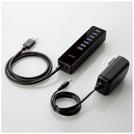 【エントリーで最大全額ポイント還元｜7/18迄】 ELECOM｜エレコム U3H-T719S USBハブ ブラック [セルフパワー /7ポート /USB3.0対応][U3HT719SBK]