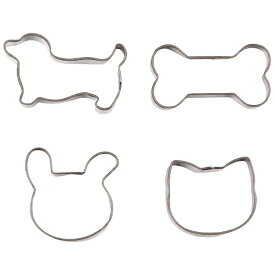 パール金属｜PEARL METAL ラフィネ ステンレス製 クッキー抜き型 4個セット ドック・ボーン・うさぎ・ねこ D-6151[D6151]