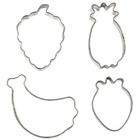 パール金属｜PEARL METAL ラフィネ ステンレス製 クッキー抜き型 4個セット グレープ・パイナップル・バナナ・ストロベリー D-6152[D6152]