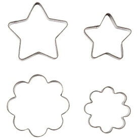 パール金属｜PEARL METAL ラフィネ ステンレス製 クッキー抜き型 4個セット スターM・スターS・フラワーM・フラワーS D-6156[D6156] 【KS_CP】