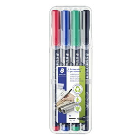 ステッドラー｜STAEDTLER ルモカラーペン 油性マーカー 細書きM（線幅0.8〜1.0mm）4色セット 317 WP4