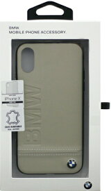 エアージェイ｜air-J iPhone X用　BMW　レザーケース 本革ハードケース Logo Imprint Genuine Leather　ベージュ　BMHCPXLLST