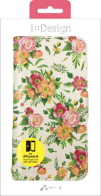 エアージェイ｜air-J iPhone X用　手帳型 book型花柄プリントケース　イエロー　ACP8FGYL