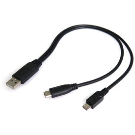 タイムリー｜TIMELY USB-A ⇔ USB-C＋micro USBケーブル [充電 /0.3m /USB2.0] ブラック GMC12Y