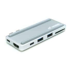 MOBO｜モボ 【MacBook Pro用】［USB-Cx2 オス→メス SDカードスロット / HDMI / USB-Ax2 / USB-C / Thunderbolt 3］　3.1変換アダプタ AM-TC2D01S シルバー [USB Power Delivery対応][AMTC2D01S]