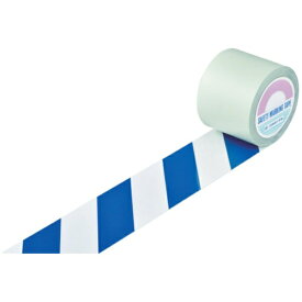 日本緑十字｜JAPAN GREEN CROSS 緑十字　ガードテープ（ラインテープ）　白／青（トラ柄）　100mm幅×20m