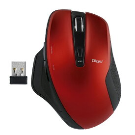 ナカバヤシ｜Nakabayashi マウス Digio2 Just Fit Curve レッド MUS-RKF155R [BlueLED /無線(ワイヤレス) /5ボタン /USB]