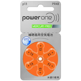 【エントリーで最大全額ポイント還元｜7/18迄】 パワーワン｜power one 補聴器用電池 空気亜鉛電池/無水銀タイプ powerone PW048 [6個]