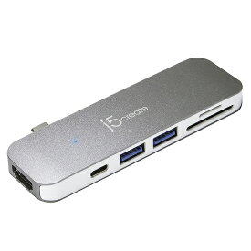 j5 create｜ジェイファイブクリエイト ［USB-C オス→メス USB-C（Power Delivery 3.0充電・転送） /SDカードスロット /micro SDカードスロット /HDMI 4K /USB-Ax2］　Ultra Drive Mini Dock 7-in-1 JCD386 [USB Power Delivery対応][JCD386]