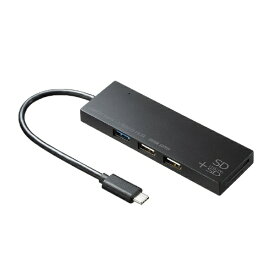 サンワサプライ｜SANWA SUPPLY ［USB-C オス→メス カードスロットx2 / USB-Ax3］変換アダプタ ブラック USB-3TCHC16BK[USB3TCHC16BK]