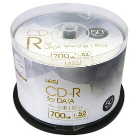 LAZOS｜ラソス データ用CD-R 1-52倍速 L-CD50P [50枚 /700MB /インクジェットプリンター対応]