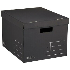 KOKUYO|コクヨ 収納ボックス Lサイズ フタ付き NEOS(ネオス) ブラック A4-NELB-D