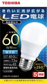 東芝｜TOSHIBA LED電球 全方向 LDA7D-G/60V1 [E26 /一般電球形 /60W相当 /昼光色 /1個]