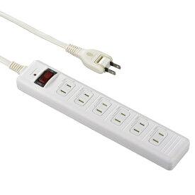 オーム電機｜OHM ELECTRIC 発煙ガードタップ 白 HS-T63HJ3-W [3.0m /6個口 /スイッチ付き（一括）][HST63HJ3W]