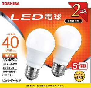 ŁbTOSHIBA LEDd 485lm zp180x LDA4L-G/K40V1P [E26 /ʓd` /40W /dF /2 /Lz^Cv]