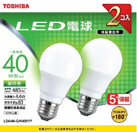 東芝｜TOSHIBA LED電球 485lm 配光角180度 LDA4N-G/K40V1P [E26 /一般電球形 /40W相当 /昼白色 /2個]
