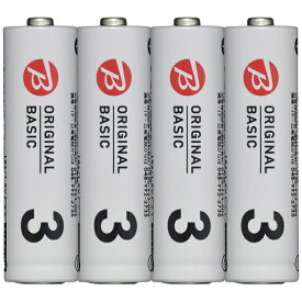 【まとめ買いで最大10％OFFクーポン(2/28まで）】 ORIGINAL BASIC｜オリジナルベーシック LR6BKOS-4P 単3電池 シュリンクパック [4本 /アルカリ]