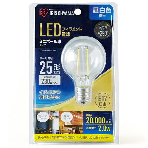 IRIS OHYAMA�b�A�C���X�I�[���} LED�t�B�������g�d�� �~�j�{�[�����^�C�v LDG2N-G-E17-FC [E17 /�~�j�{�[���d���` /25W���� /�����F /1��]