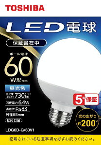 ŁbTOSHIBA LEDd Oa95mm zp200° LDG6D-G/60V1 [E26 /{[d` /60W /F /1 /Lz^Cv]