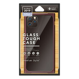 PGA iPhone 11 Pro Max 6.5インチ 用　クリアガラスタフケース　スクエア型 PG-19CGT12RD レッド