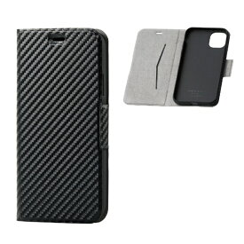 エレコム｜ELECOM iPhone 11 6.1インチ対応 ソフトレザーケース 磁石付 薄型 カーボン調（ブラック） PM-A19CPLFUCB カーボンブラック