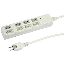YAZAWA｜ヤザワ 節電タップ 白 YZBKS442W [2.0m /4個口 /スイッチ付き（個別）][YZBKS442W]