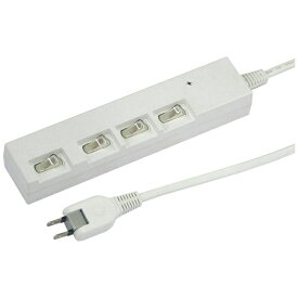 YAZAWA｜ヤザワ 横差し 節電タップ 白 YZYBKS442W [2.0m /4個口 /スイッチ付き（個別）][YZYBKS442W]