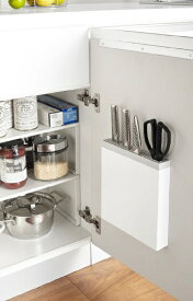 山崎実業｜Yamazaki プレート　包丁＆キッチンばさみ差し(Kitchen Knife & Kitchen Scissors Holder Plate) ホワイト 3843
