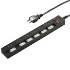 【レビューCP対象PB商品｜8/1~8/31】 ORIGINALSELECT｜オリジナルセレクト 節電タップ 黒 HSBK-TPKV62-K [2.0m /6個口 /スイッチ付き（一括・個別混合）]