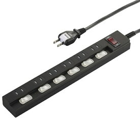 ORIGINALSELECT｜オリジナルセレクト 節電タップ 黒 HSBK-TPKV62-K [2.0m /6個口 /スイッチ付き（一括・個別混合）]