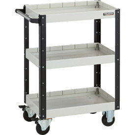 トラスコ中山｜TRUSCO NAKAYAMA TRUSCO　イーグルワゴン　600X400XH880　深型3段　ゴム車輪　ホワイトブラック EGW-963F3-WBK