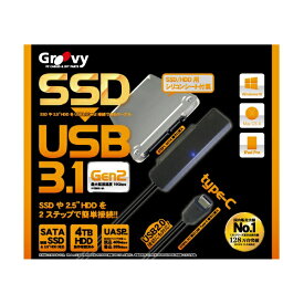 GROOVY｜グルービー HDD簡単接続セット［SATA 2.5インチSSD/HDD専用 ⇔ USB-C］ USB3.1 gen2 接続ケーブル ブラック UD-3102P