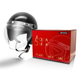 AQUA　DREAM　アクアドリーム AD-WSJ200-BK オートバイ用 ジェットヘルメット シールド付 ブラック フリーサイズ