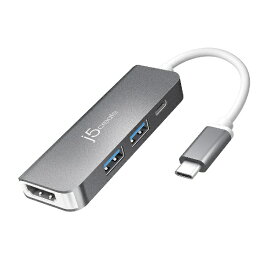 j5 create｜ジェイファイブクリエイト 映像変換アダプタ [USB-C オス→メス HDMI /USB-Ax2＋USB-Cメス給電 /USB Power Delivery対応 /60W] 4K対応(Chrome/Mac/Windows) スペースグレー JCD371