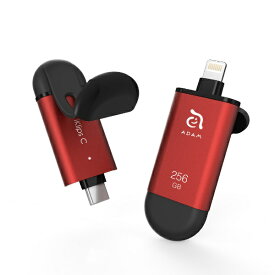 ADAMELEMENTS USBメモリ iKlips C レッド ADRAD256GKLCRDJ [256GB /USB TypeA＋Lightning /USB3.1 /キャップ式]