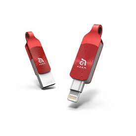 ADAMELEMENTS USBメモリ iKlips DUO+ レッド ADRAD64GKLDPARJ [64GB /USB TypeA＋Lightning /USB3.1 /回転式]