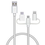ELECOM｜エレコム スマートフォン用USBケーブル 3in1 microUSB+Type-C+Lightning 0.3m ホワイト MPA-AMBLCAD03WH