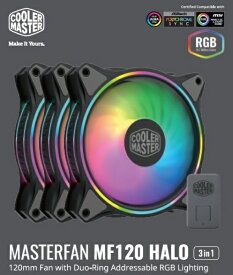 クーラーマスター｜COOLER MASTER ケースファン［120mm / 1800RPM］＋コントローラー MasterFan MF120 Halo 3 in 1 ブラック MFL-B2DN-183PA-R1