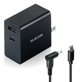エレコム｜ELECOM AC - USB充電器 ＋USB-C⇔丸コネクタケーブル ノートPC・タブレット対応 52.5W [2ポート：USB-C＋USB-A /USB Power Delivery対応] ブラック ACDC-PD10525BK